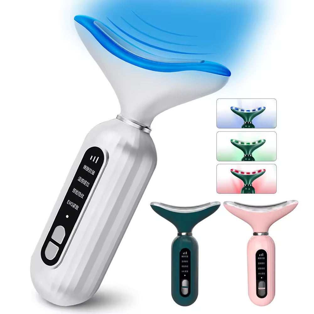โจ 3 Colors LED Neck & Face Beauty Device | Photon Therapy | Skin Tightening & Anti-Wrinkle๐โโ๏ธ