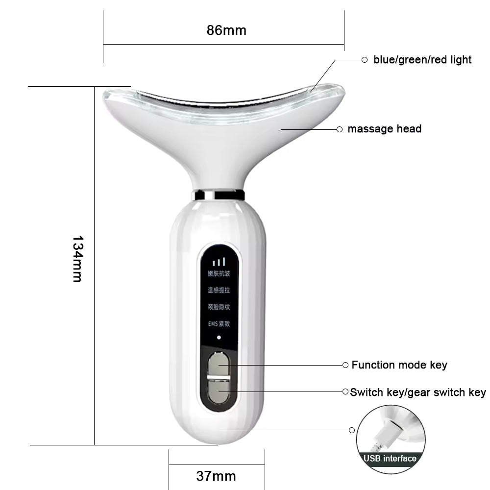 โจ 3 Colors LED Neck & Face Beauty Device | Photon Therapy | Skin Tightening & Anti-Wrinkle๐โโ๏ธ