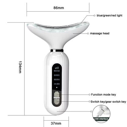 ✨ 3 Colors LED Neck & Face Beauty Device | Photon Therapy | Skin Tightening & Anti-Wrinkle💆‍♀️