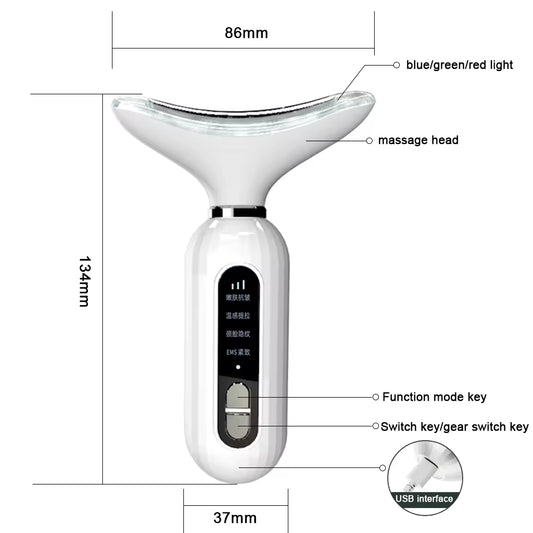 ✨ 3 Colors LED Neck & Face Beauty Device | Photon Therapy | Skin Tightening & Anti-Wrinkle💆‍♀️